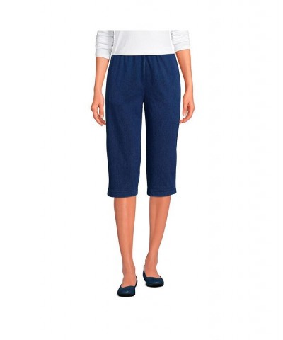 Women's Tall Sport Knit Denim High Rise Elastic Waist Pull On Capri Pants Medium indigo $26.93 Pants