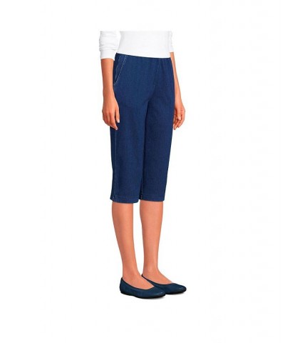 Women's Tall Sport Knit Denim High Rise Elastic Waist Pull On Capri Pants Medium indigo $26.93 Pants