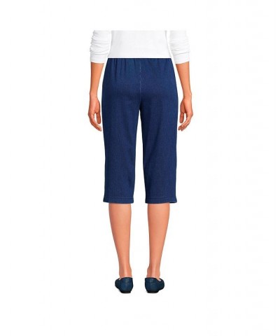 Women's Tall Sport Knit Denim High Rise Elastic Waist Pull On Capri Pants Medium indigo $26.93 Pants