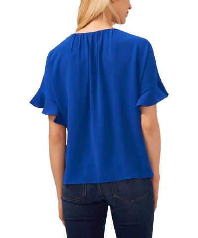 Women's Short Sleeve Drop-Shoulder Wide Scoop-Neck Blouse Deep Royal Blue $38.71 Tops