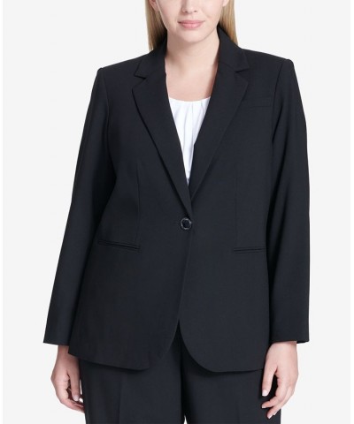 Plus Size One-Button Blazer Black $44.39 Jackets
