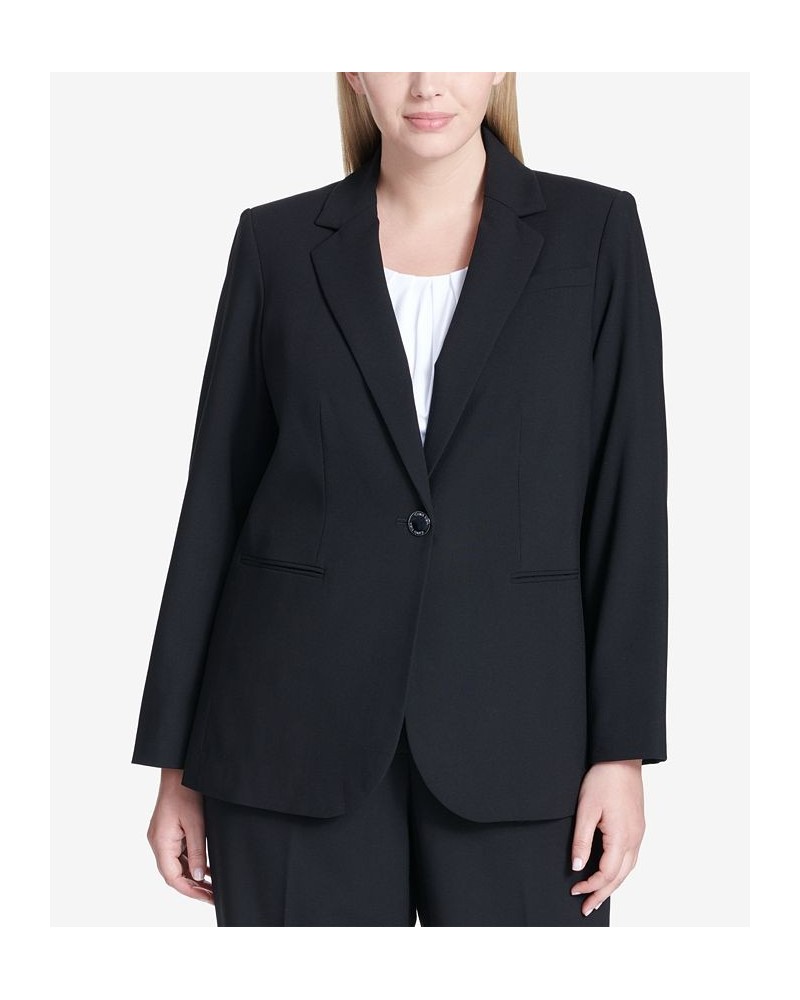 Plus Size One-Button Blazer Black $44.39 Jackets