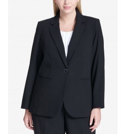 Plus Size One-Button Blazer Black $44.39 Jackets