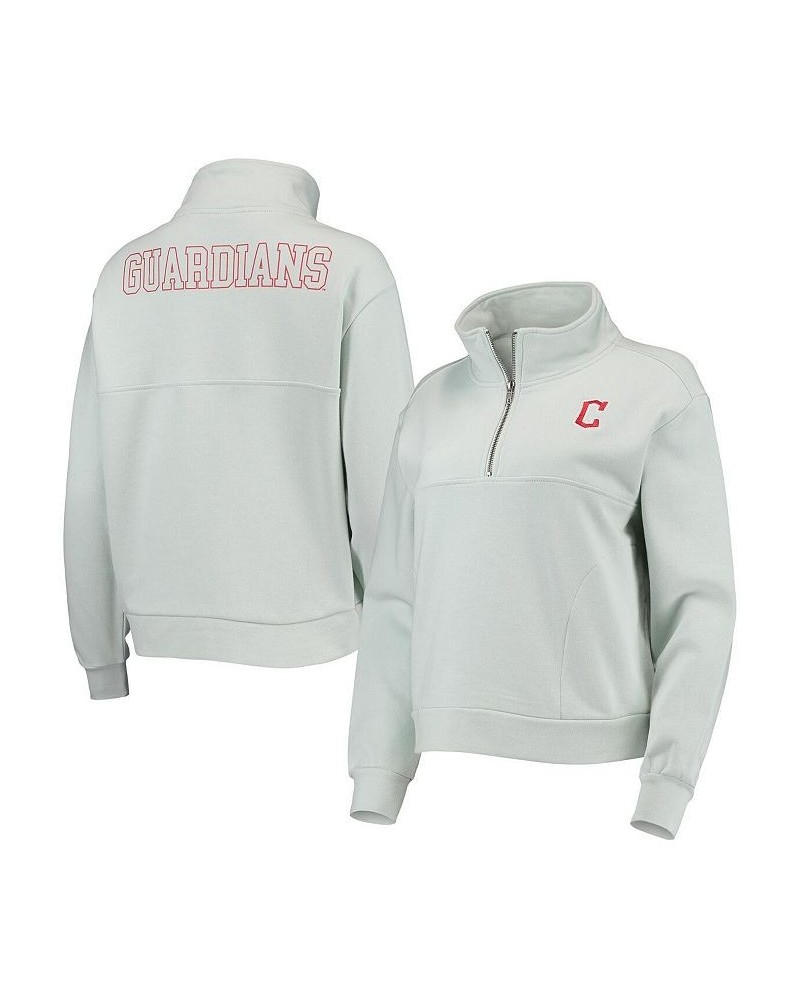 Women's Light Blue Cleveland Guardians Two-Hit Quarter-Zip Pullover Top Light Blue $60.16 Tops