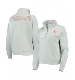 Women's Light Blue Cleveland Guardians Two-Hit Quarter-Zip Pullover Top Light Blue $60.16 Tops