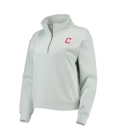 Women's Light Blue Cleveland Guardians Two-Hit Quarter-Zip Pullover Top Light Blue $60.16 Tops