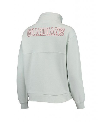 Women's Light Blue Cleveland Guardians Two-Hit Quarter-Zip Pullover Top Light Blue $60.16 Tops