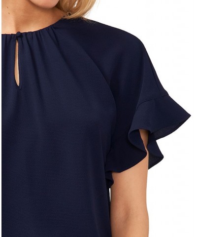 Women's Short Sleeve Drop-Shoulder Wide Scoop-Neck Blouse Classic Navy $38.71 Tops