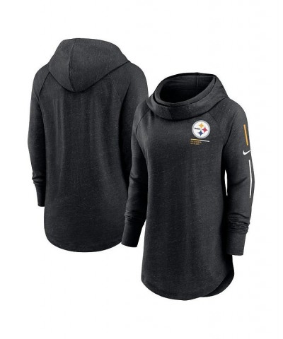 Women's Black Pittsburgh Steelers Minimal Statement Raglan Funnel Neck Pullover Hoodie Black $39.74 Sweatshirts