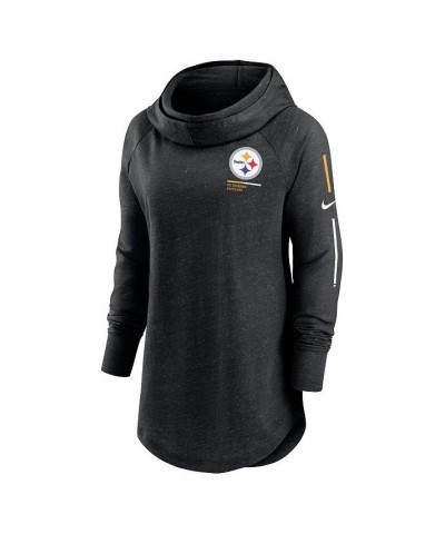 Women's Black Pittsburgh Steelers Minimal Statement Raglan Funnel Neck Pullover Hoodie Black $39.74 Sweatshirts