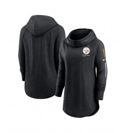 Women's Black Pittsburgh Steelers Minimal Statement Raglan Funnel Neck Pullover Hoodie Black $39.74 Sweatshirts