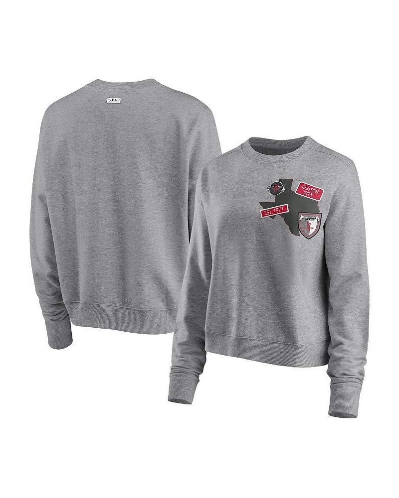 Women's Heathered Gray Houston Rockets Patch Applique Pullover Sweatshirt Heathered Gray $24.40 Sweatshirts