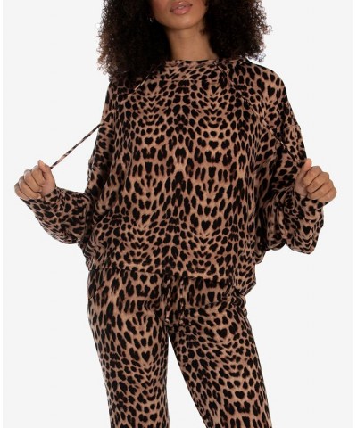 Women's Chloe Cheetah Namoja Hacci Top Brown $13.53 Sleepwear