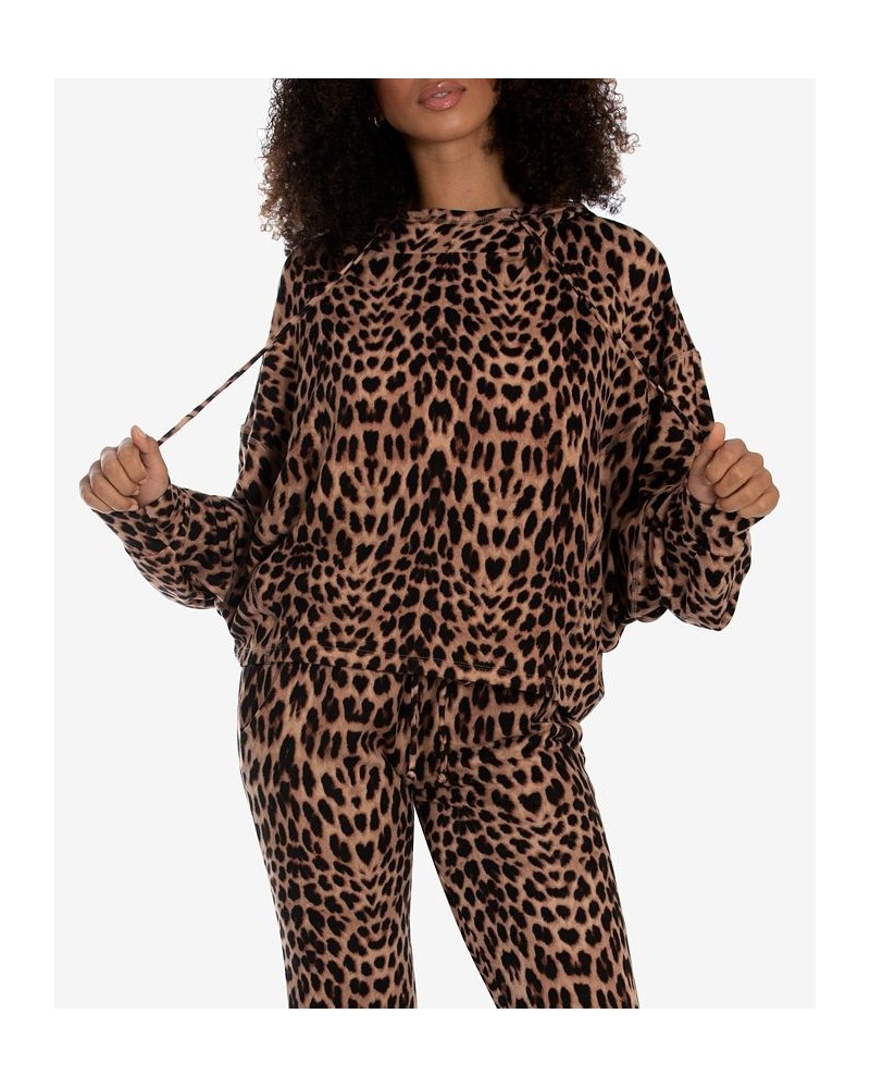 Women's Chloe Cheetah Namoja Hacci Top Brown $13.53 Sleepwear