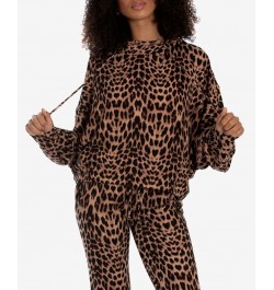 Women's Chloe Cheetah Namoja Hacci Top Brown $13.53 Sleepwear