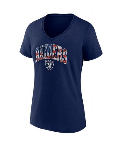 Women's Branded Navy Las Vegas Raiders Team Banner Wave V-Neck T-shirt Navy $15.58 Tops