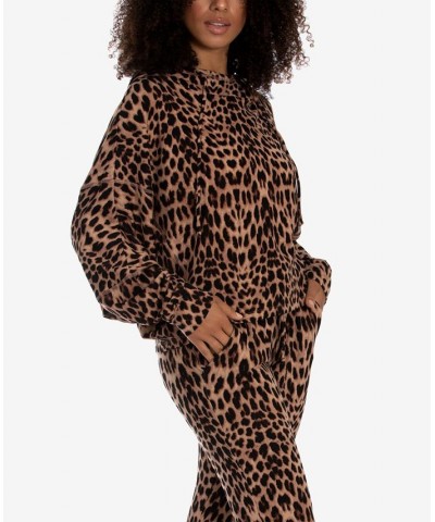 Women's Chloe Cheetah Namoja Hacci Top Brown $13.53 Sleepwear