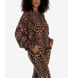 Women's Chloe Cheetah Namoja Hacci Top Brown $13.53 Sleepwear