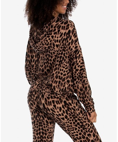 Women's Chloe Cheetah Namoja Hacci Top Brown $13.53 Sleepwear