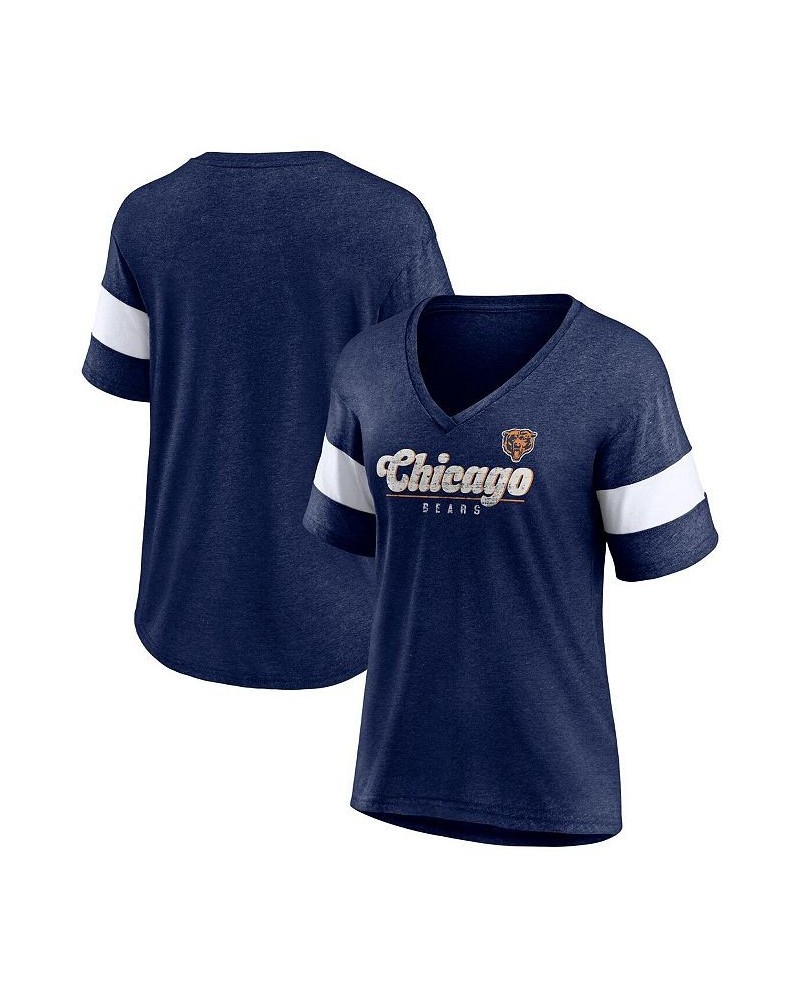 Women's Branded Heather Navy Chicago Bears Give It All Half-Sleeve Tri-Blend V-Neck T-shirt Heather Navy $24.00 Tops