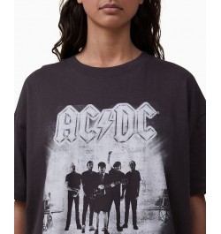 Women's Boyfriend Fit Acdc T-shirt Per Acdc Stage Tour, Washed Black $17.60 Tops