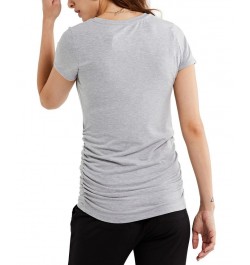 Luxe Side Ruched V-Scoop Maternity T Shirt Light Grey $25.20 Tops