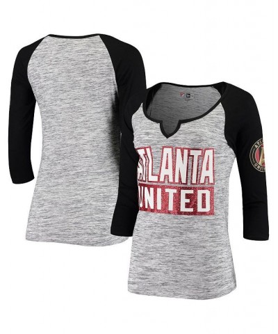 Women's Black Atlanta United FC Space Dye Raglan 3/4-Sleeve T-shirt Black $25.49 Tops
