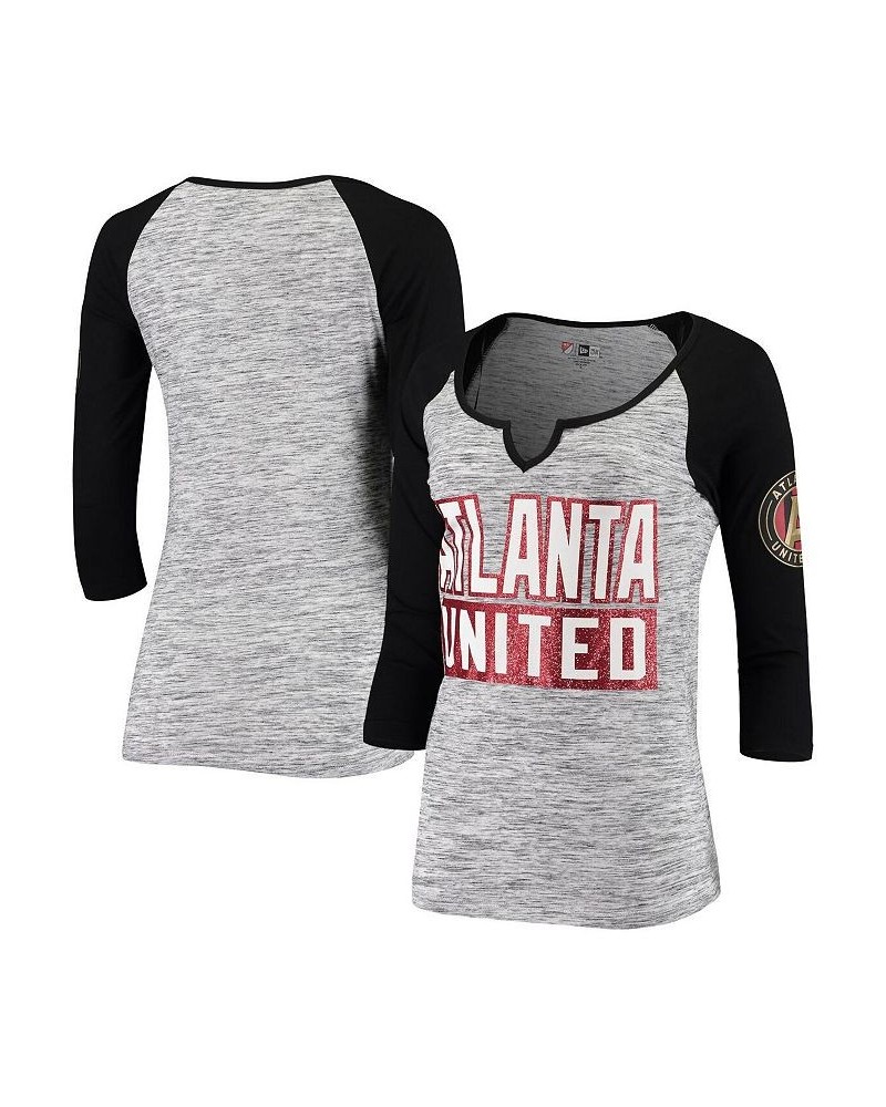 Women's Black Atlanta United FC Space Dye Raglan 3/4-Sleeve T-shirt Black $25.49 Tops