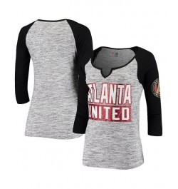 Women's Black Atlanta United FC Space Dye Raglan 3/4-Sleeve T-shirt Black $25.49 Tops