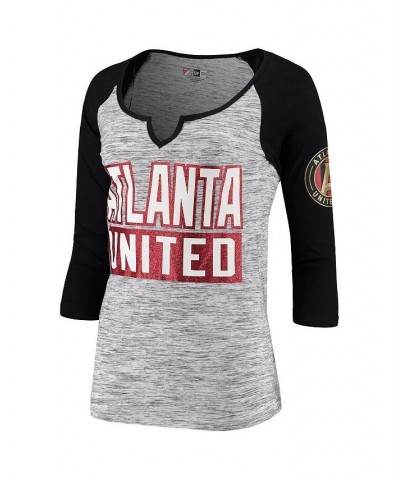 Women's Black Atlanta United FC Space Dye Raglan 3/4-Sleeve T-shirt Black $25.49 Tops