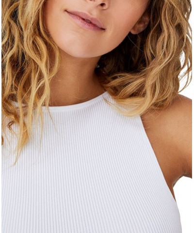 Women's Seamless High-Neck Cropped Tank Top White $12.60 Tops