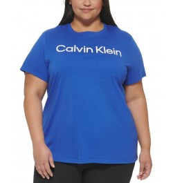 Plus Size Crewneck Logo T-Shirt Blue $12.20 Tops