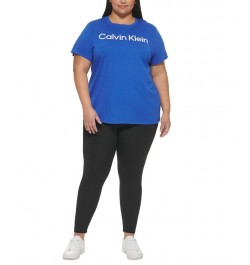 Plus Size Crewneck Logo T-Shirt Blue $12.20 Tops