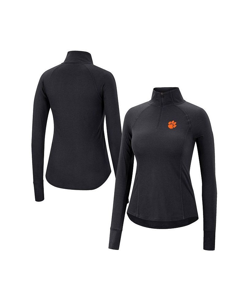 Women's Black Clemson Tigers Core Quinn Raglan Quarter-Zip Top Black $30.79 Tops