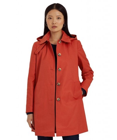 Women's Hooded Raincoat Orange $69.58 Coats