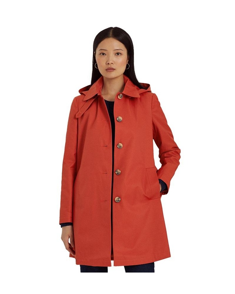 Women's Hooded Raincoat Orange $69.58 Coats