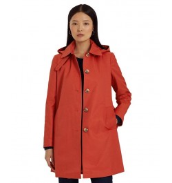 Women's Hooded Raincoat Orange $69.58 Coats