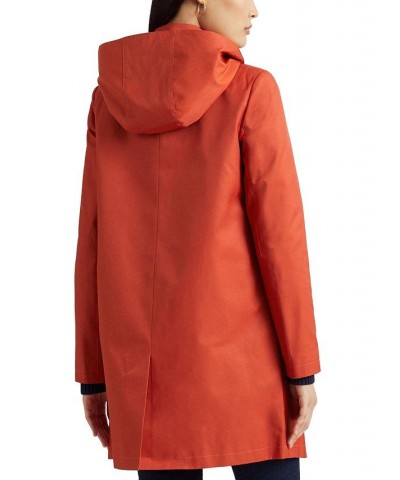 Women's Hooded Raincoat Orange $69.58 Coats