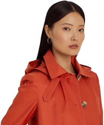 Women's Hooded Raincoat Orange $69.58 Coats