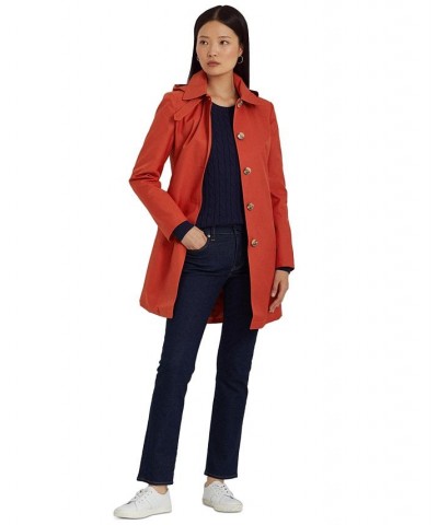 Women's Hooded Raincoat Orange $69.58 Coats