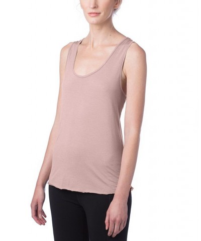 Women's Tri-Blend Racer Tank Top Pink $21.12 Tops