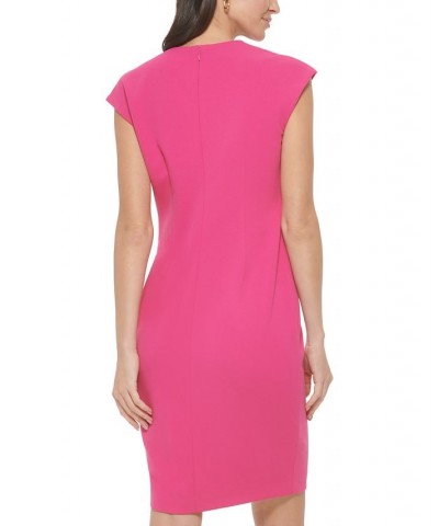 Women's Cap-Sleeve Cutout Sheath Dress Pink $44.64 Dresses