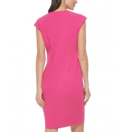 Women's Cap-Sleeve Cutout Sheath Dress Pink $44.64 Dresses