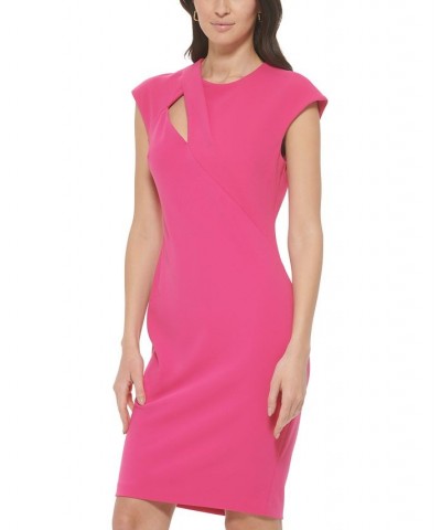 Women's Cap-Sleeve Cutout Sheath Dress Pink $44.64 Dresses