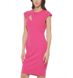 Women's Cap-Sleeve Cutout Sheath Dress Pink $44.64 Dresses