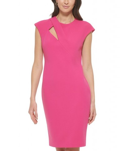 Women's Cap-Sleeve Cutout Sheath Dress Pink $44.64 Dresses