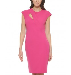 Women's Cap-Sleeve Cutout Sheath Dress Pink $44.64 Dresses