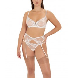 Marseille Lingerie Embroidered Suspenders Garter Belt White $15.42 Lingerie