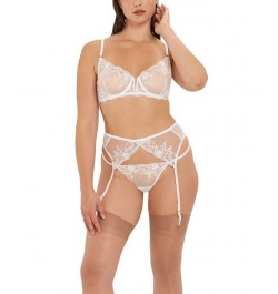 Marseille Lingerie Embroidered Suspenders Garter Belt White $15.42 Lingerie