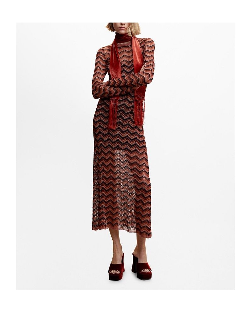 Women's Lurex Knit Dress Burnt Orange $49.00 Dresses